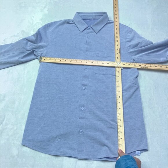 Lululemon Commission Long-Sleeve Shirt Pocket Men's S Blue Minimalist Comfy - Picture 6 of 6